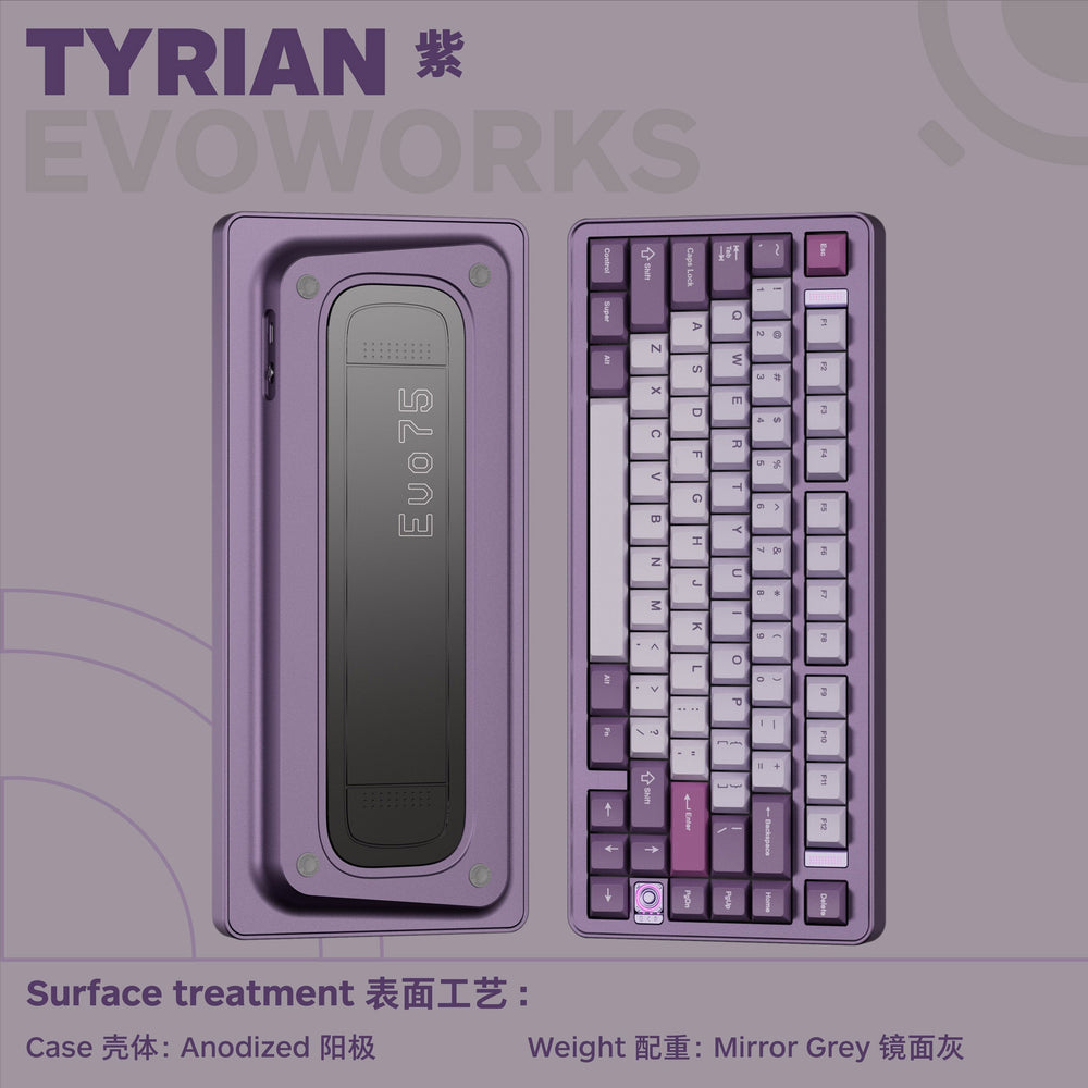 Evoworks Evo75 Aluminum Hotswap Wireless Keyboard — Purple / Polypropylene