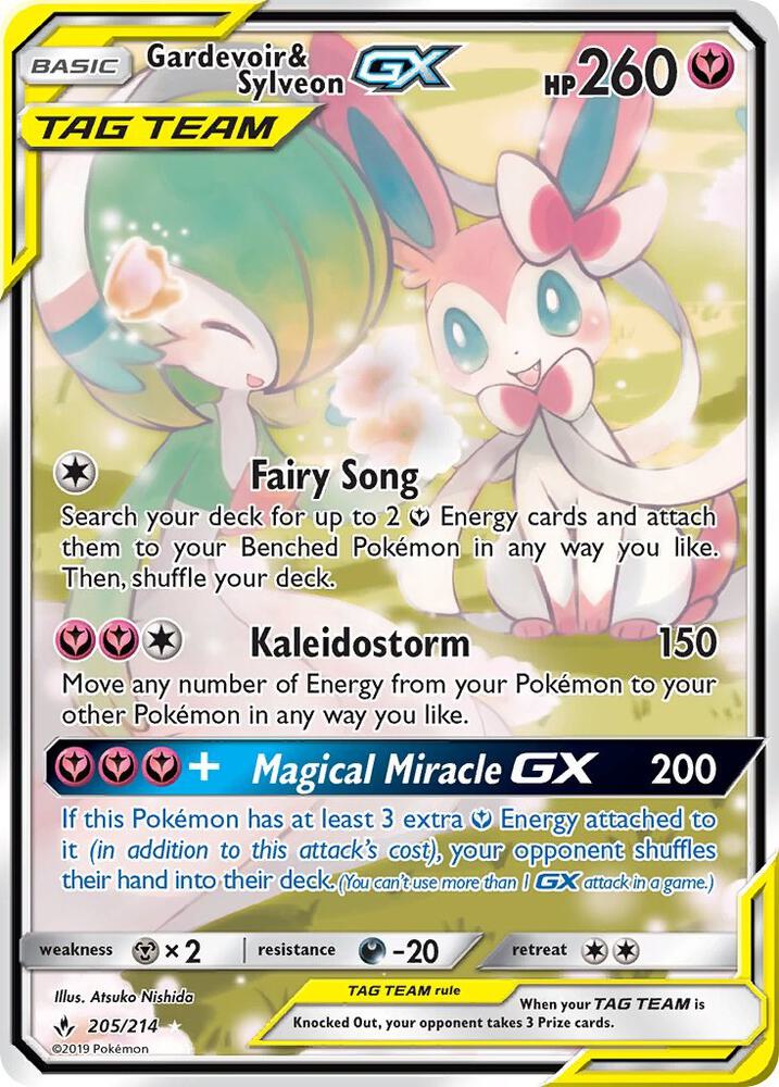 Gardevoir & Sylveon GX (205) (Alternate Full Art) - SM - Unbroken Bonds — Lightly Played Holofoil