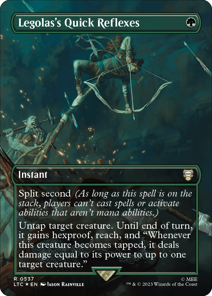 Legolas's Quick Reflexes (Borderless) (Surge Foil) - 537 - (Commander: The Lord of the Rings: Tales of Middle-earth) — Lightly Played / English / Foil