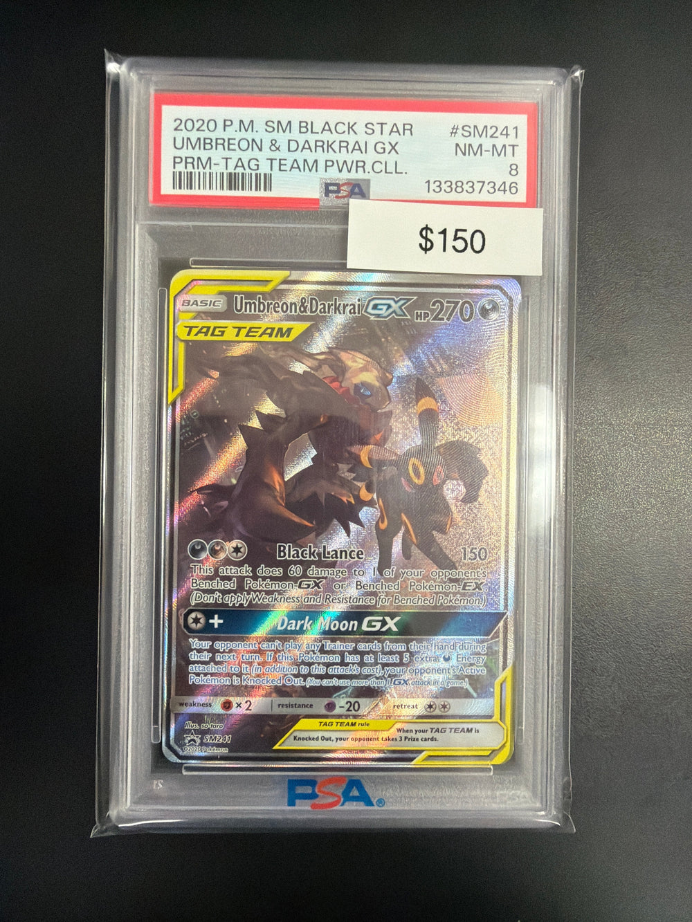 Pokemon Umbreon & Darkrai GX #SM241 PSA 8