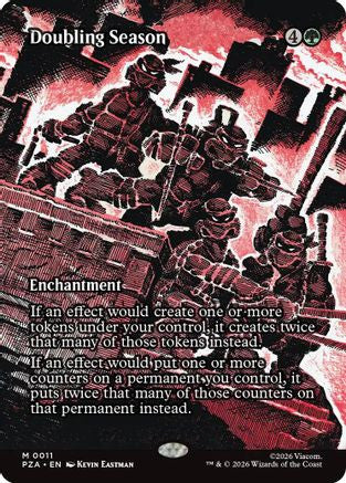 Doubling Season (Borderless) (PZA-011) - Teenage Mutant Ninja Turtles Eternal-Legal Foil