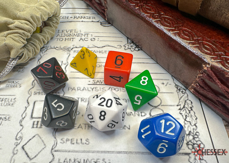 Chessex: Nostalgia Opaque GM & Beginner Player Polyhedral 7-Dice Set